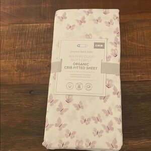 Pottery Barn Watercolor Butterfly Crib Fitted Sheet - Pink